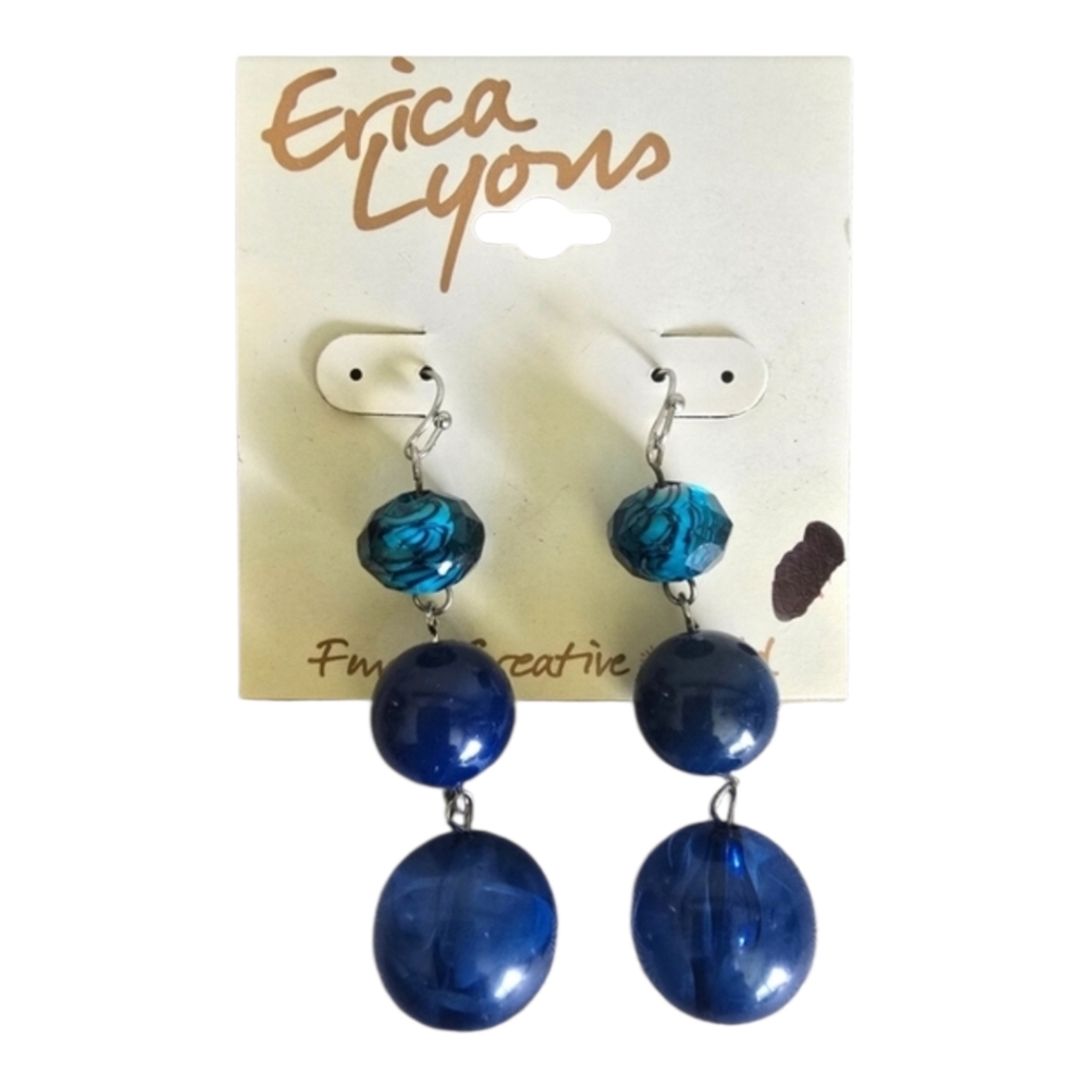 Erica Lyons Blue Beaded Round Tier Earrings